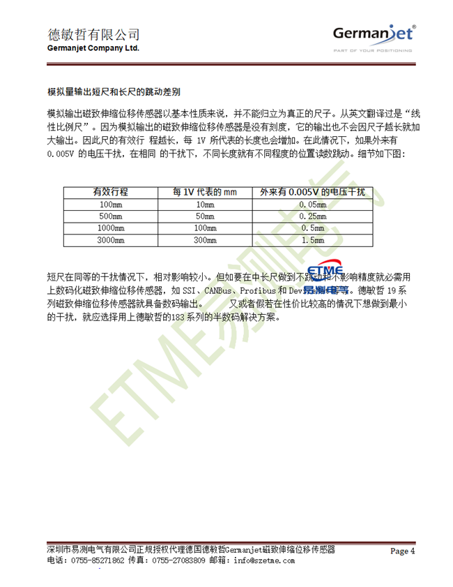 如何找出Germanjet德敏哲模拟量磁致伸缩位移传感器位置读数跳动原因